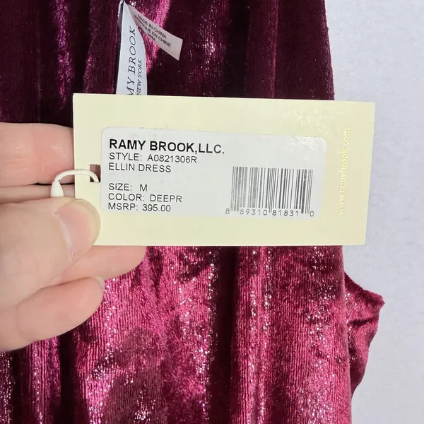 NEW Ramy Brook Deep Red Sparkle Velvet Velour Halter Neck Ellin Mini Dress Sz M - Image 5