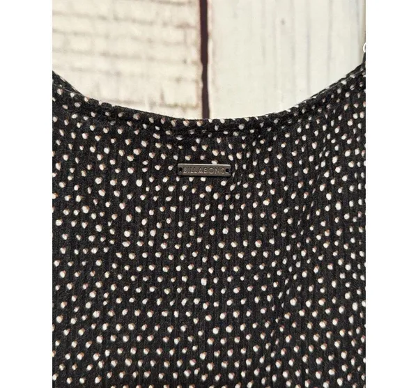 Billabong Women's Adjustable Rayon Black Printed Wide Leg Jumpsuit Size Small - Image 8
