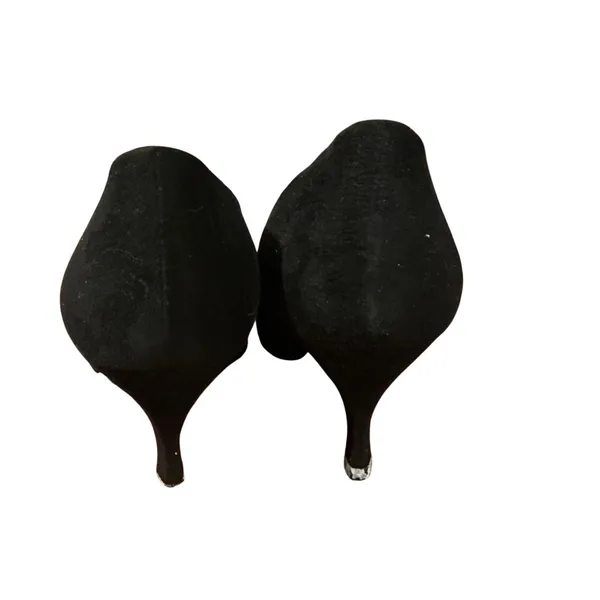 Nina Black Suede Pointed Toe Pumps Silver Filigree Size 6M Made in Spain - Image 5
