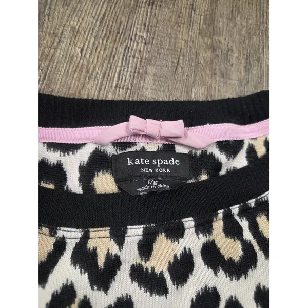 Kate Spade Classic Leopard Animal Print Shirt Joggers Pajamas Lounge Set Large - Image 9