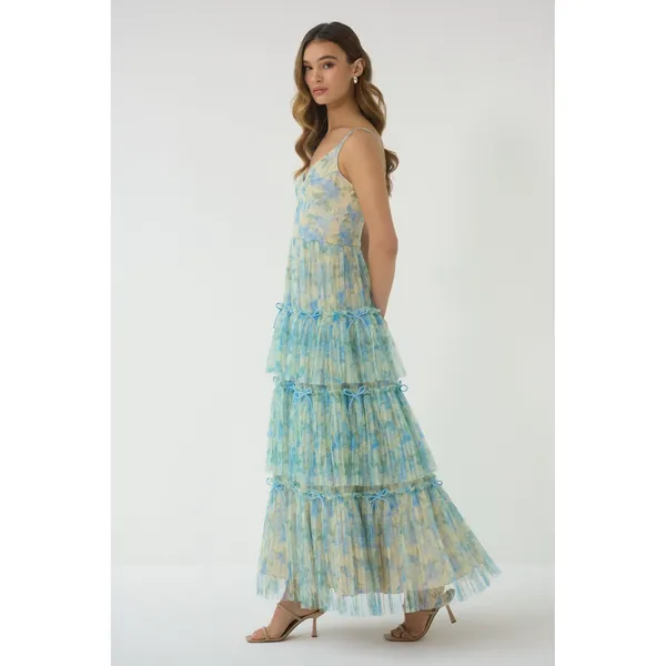 Hutch Madi Gown Watercolor Daffodil Tiered Tulle Maxi Dress NWT Size 2 - Image 3