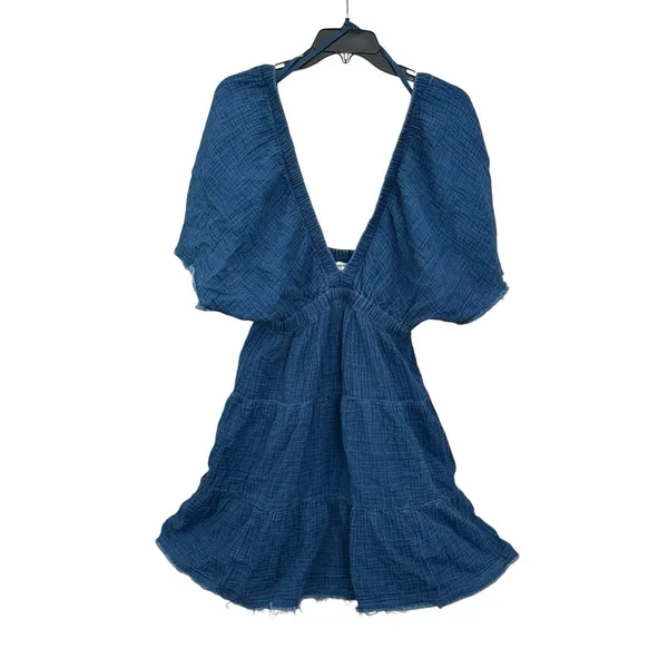 Aerie Pool To Party Flutter Sleeve Dress Cover Up Medium V Neck Gauzy Blue #C3-1 - Image 7