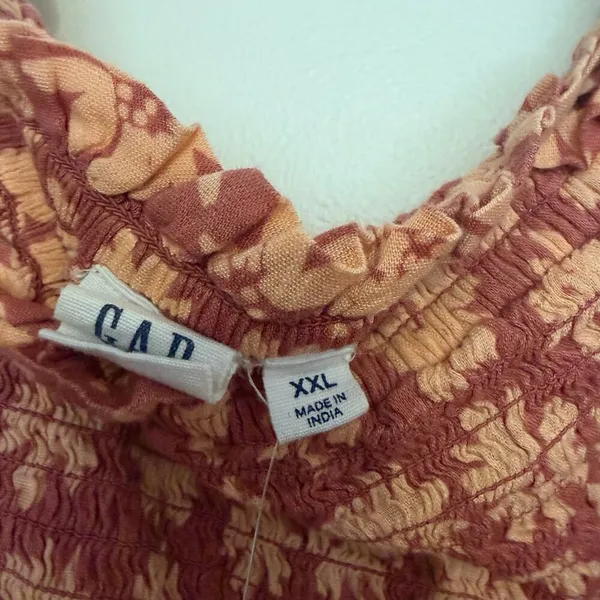 Gap Floral Ruched Puff Sleeve Boxy Square Neck Blouse Top Cotton Blend Size‎ XXL - Image 5