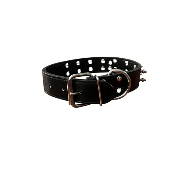 Source Unknown Black Faux Leather Skull Spiked Choker Collar Necklace Gothic Punk Biker 20 In - Image 3