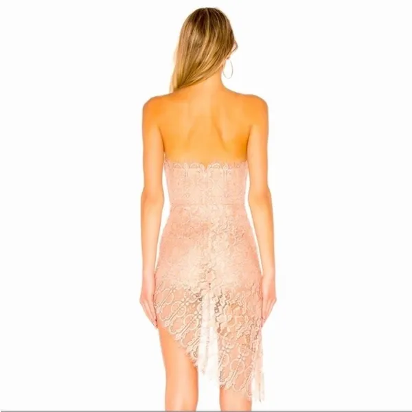 NBD Revolve Secrets Revealed Lace Asymmetrical Romper in Dusty Rose Sz XS - Image 2