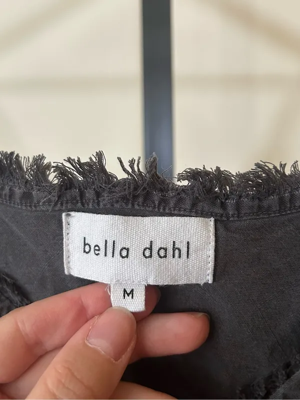 Bella Dahl Frayed Edge‎ Cami Fringe Tank Top Tencel Spaghetti Strap Gray Medium - Image 3