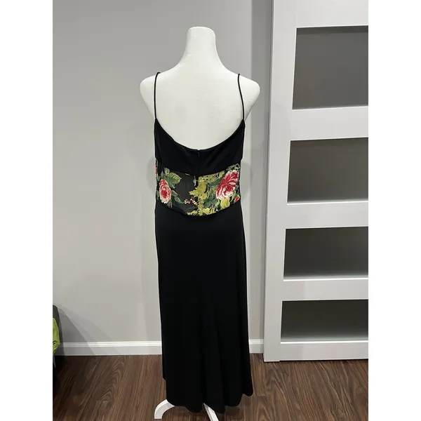 HORTLY WESTWOOD Black Spaghetti Strap Maxi Dress Floral‎ Waist Panel - Image 3