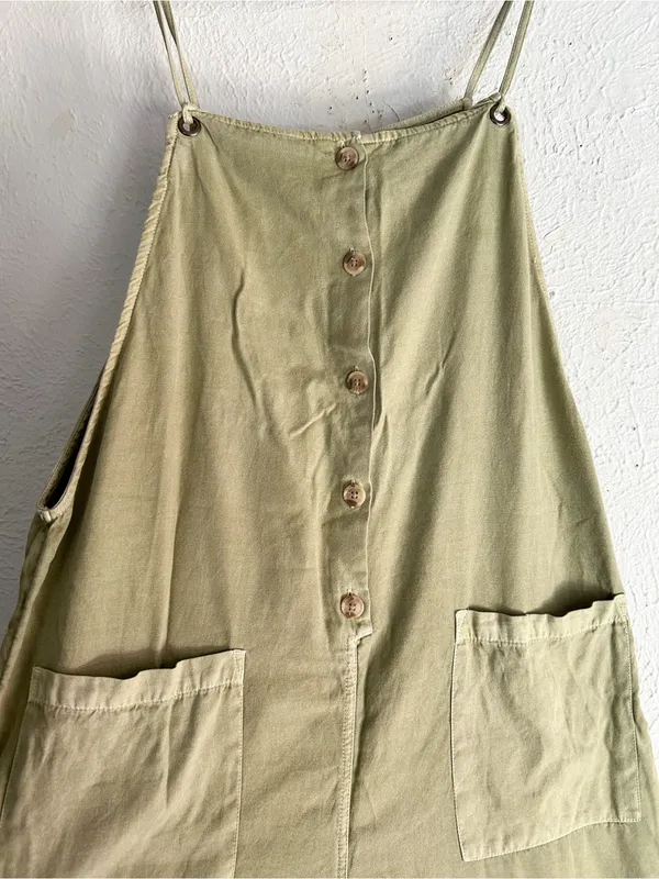 Billabong Beach Cruiser Playsuit Olive Green Wide Leg Jumpsuit XL - Image 3