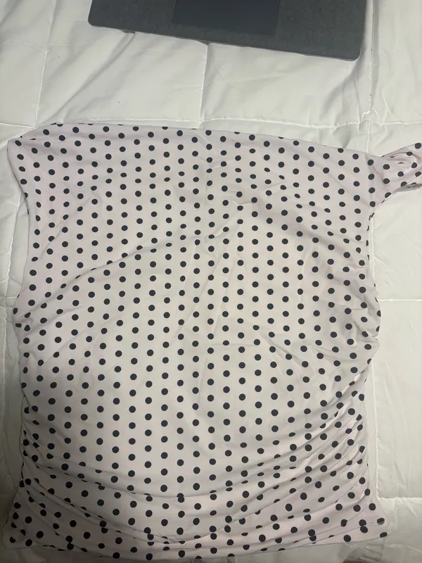 White and Black Polka Dot Amazon Top S - Image 2