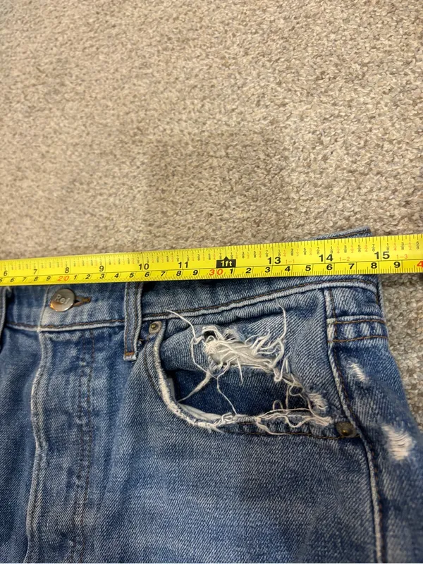 Reformation Size 28 Dixie Jorts High Rise Button Fly Bryce Wash Distressed - Image 8