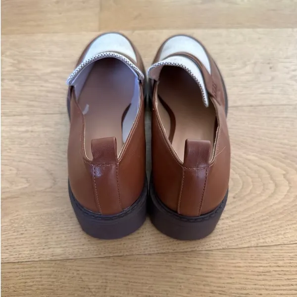LOFT - Canvas Lug Sole Penny Loafers in Brown & Off White - Image 5