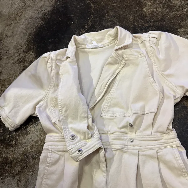 Day and Moon Cream Denim Material Romper White Size M - Image 5
