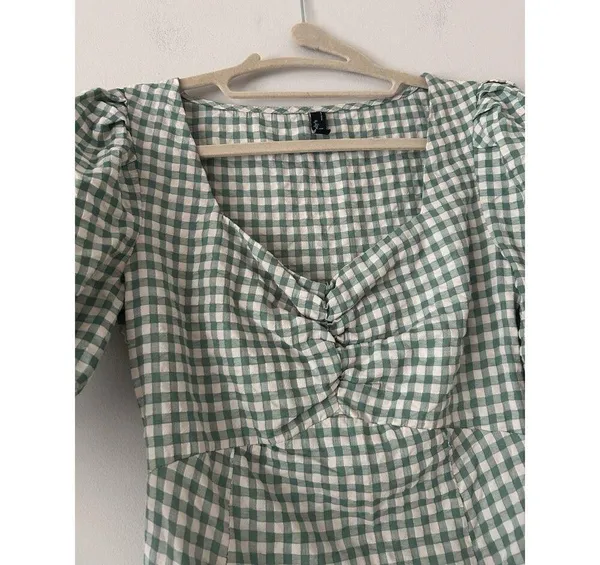 Nobody’s Child Penny Mini Dress In Green Gingham Size 6 Summer Cottagecore - Image 4