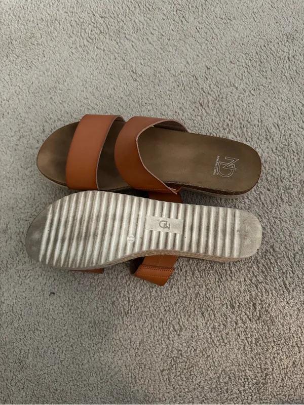New Directions Two-Strap Tan Slide Sandals - Image 3