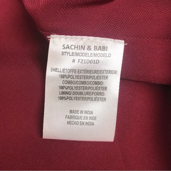 SACHIN & BABI‎ Dress Size 0 Cherry Red Gabby Puff Sleeve Midi Open Tie Back New - Image 12