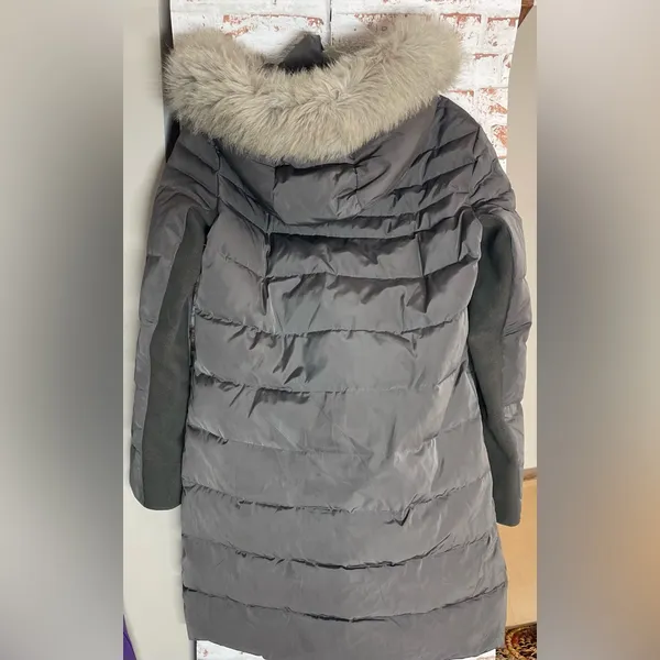 DKNY Charcoal Down Hooded Puffer Coat - Image 2