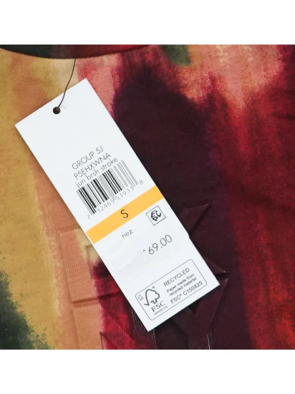 NWT DKNY Print Logo Embossed T-Shirt P5EHXWNA June Brush Stroke Red Multi S - Image 12