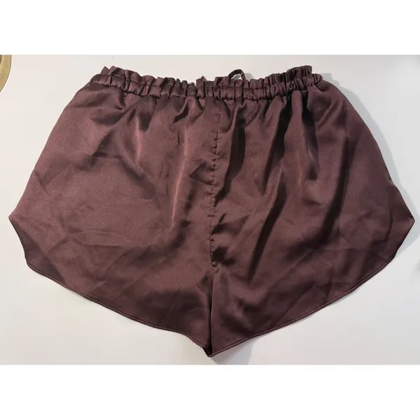 Abercrombie & Fitch Brown Satin Loungewear Shorts Paperbag Waist Small‎ Cozycore - Image 4