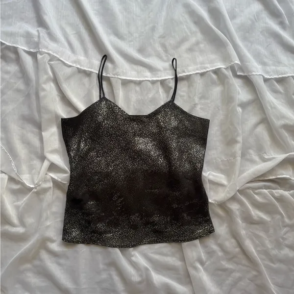 Vintage Sitting Pretty Black Metallic Crackle Cami - Image 6