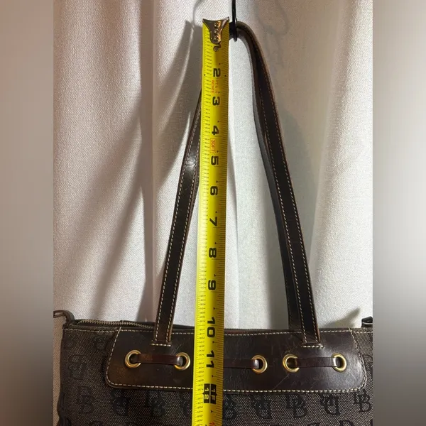 Vintage Dooney & Bourke Signature DB Purse Large Tassel Tote Y2K Brown GUC!‎ - Image 7