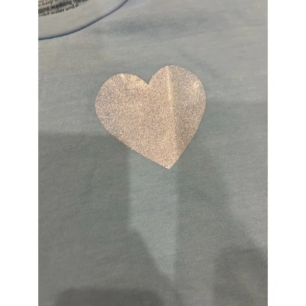 Aviator Nation Glitter Heart Relaxed Crewneck Sweatshirt Blue Size XS New - Image 4