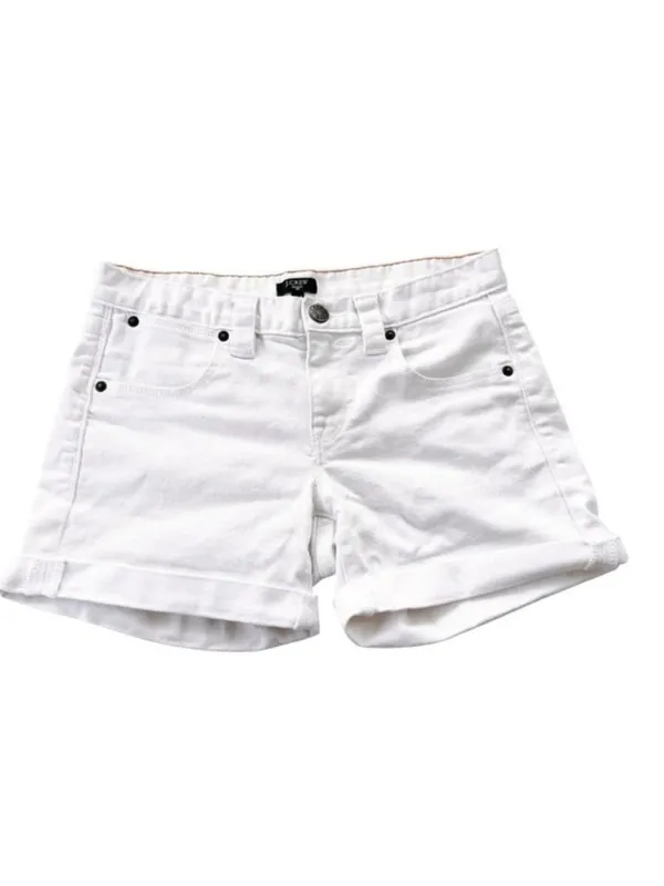 J. Crew Denim Roll-up Cotton Short in White Size 0 - Image 3