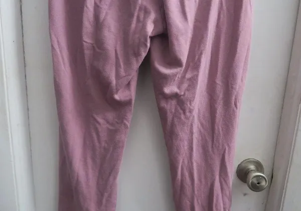 PINK Victoria's Secret shoelace front leggings pink nation on left leg drawstring in pink and white size medium. - Image 10