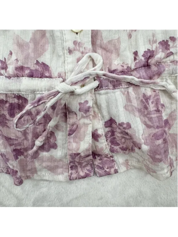 American Eagle Outfitters Cropped Tank Lavender Floral Cottage Boho Fairy Small - Image 5