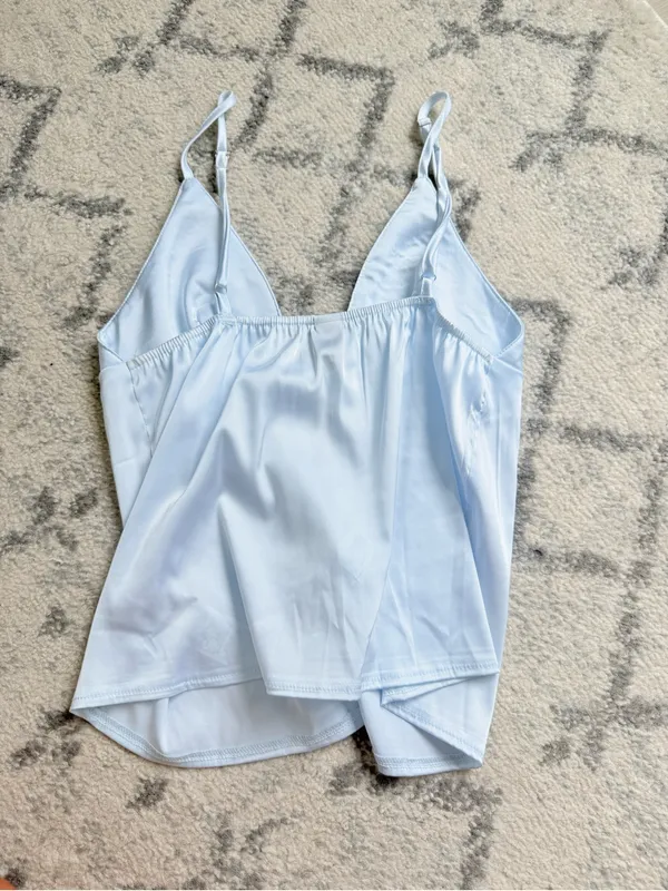 SHEIN Light Blue Satin Lace-Up Cami Tank - Image 2