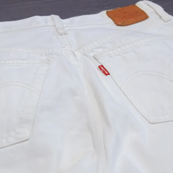 Levi's 501 Skinny Jeans‎ Women 28 White Distressed Button Fly High Rise Denim - Image 5