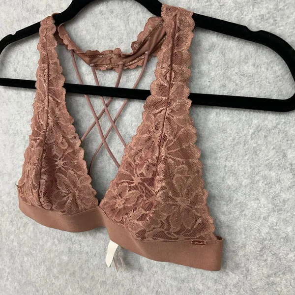 Victorias Secret Brown Lace Strappy Sexy Racerback M Bralette Bra Top Tank - Image 2