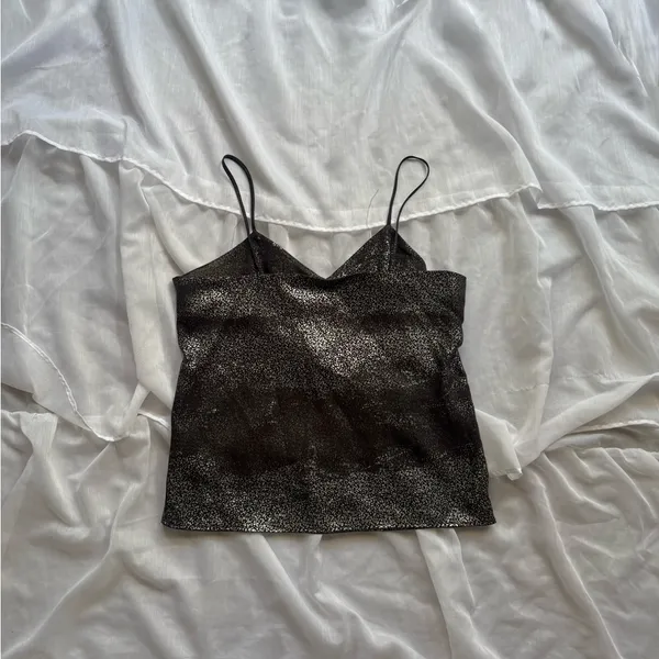 Vintage Sitting Pretty Black Metallic Crackle Cami - Image 7