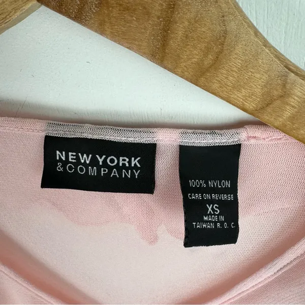 Vtg Y2K Pink Sheer Ruffle Neck Top Sz XS - Image 10