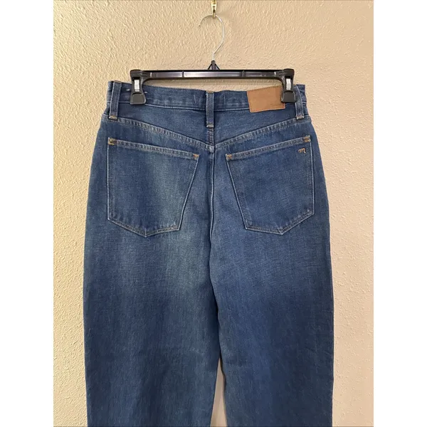Madewell Baggy Straight Jeans Medium Dark Wash Denim Blue‎ Womens Size 26X30 EUC - Image 5