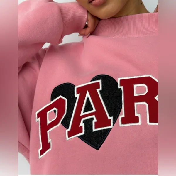 NWT Parke 2026 Valentine’s Day Jean Heart Varsity Mockneck Sweatshirt Size XXL - Image 3