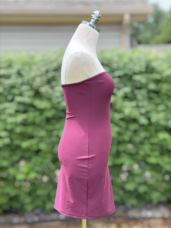 SER.O.YA Merlot Shimmer Glam Strapless Bodycon Mini‎ Dress Cocktail Party Club S - Image 5