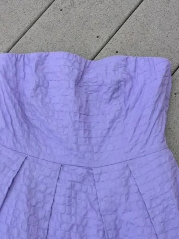J. Crew Purple Crinkle Pattern Strapless Dress with Pockets - Image 2