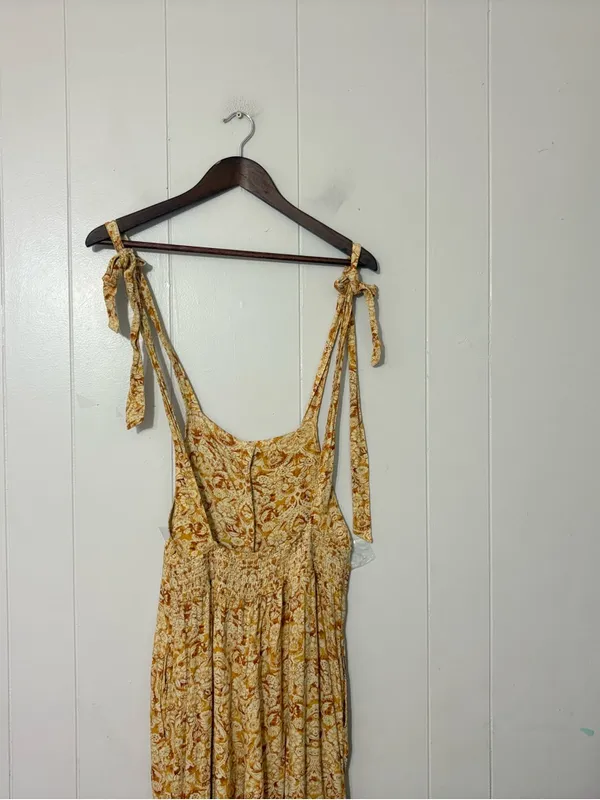 Free People Sugar Sands One Piece Honey Boho Wide Leg Jumpsuit XS Tie Strap - Image 7