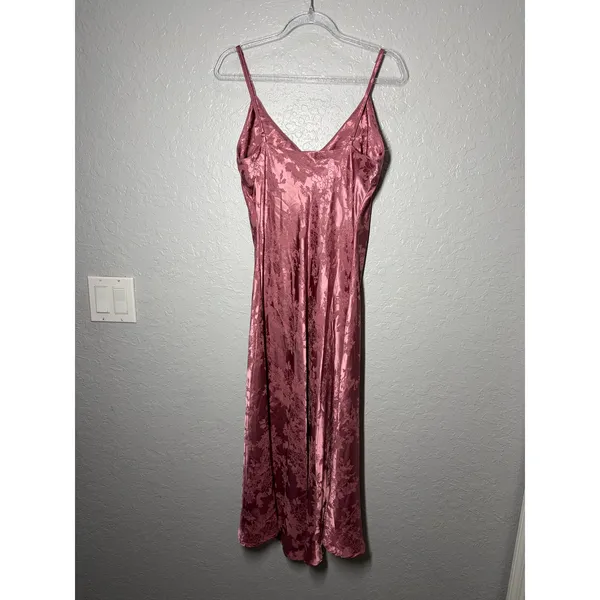 Lulus Calla Love Mauve Pink Jacquard Satin Slip Dress Sz M Fairy Coquette Party - Image 7