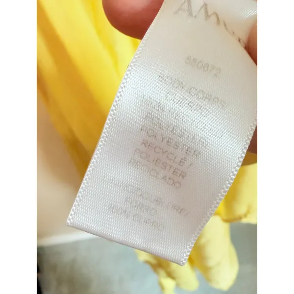 AMUR Maxi Dress Womens 6 Yellow‎ Pleated Cut-Out Ruffle Silk Chiffon Gown - Image 12