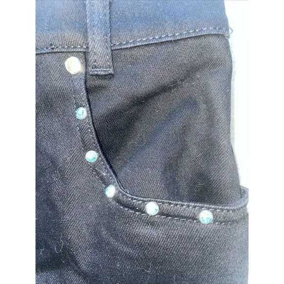 Vintage Lawman Jeans Sides‎ Studded Slim Fit Western Black VTG Size 9 - Image 4