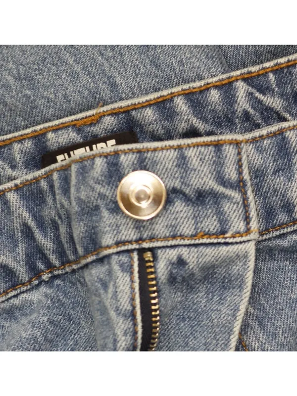 NEW Future Collective Womens Mid-Rise Studded Barrel Leg Jeans Blue Denim 18 - Image 8