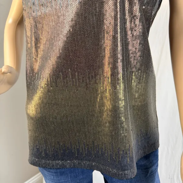 600 west Ombré Sequin Sleeveless Women's Top Size‎ Medium Brown - Image 2