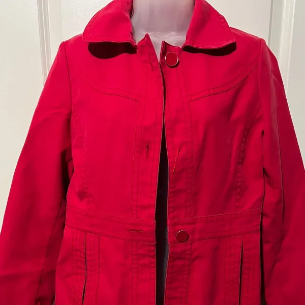 Banana Republic Elegant long Trench Coat size Medium Red everyday capsule‎ - Image 2