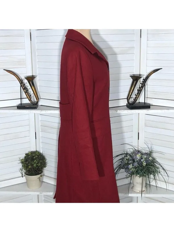 Banana Republic Wool Blend Pea Coat Red Burgundy Extra Small - Image 11