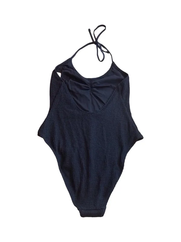 Aerie Ribbed Halter One Piece Swimsuit Cheekiest Black Size M NWT - Image 13