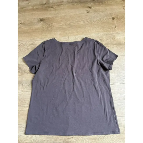 EUC Eileen Fisher organic cotton lycra brown short sleeve t-shirt stretch size L - Image 2
