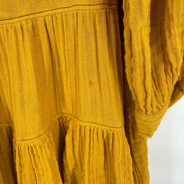 Free People Mustard Yellow Oversized Gauze Cotton Boho Tunic Top Medium‎ - Image 6