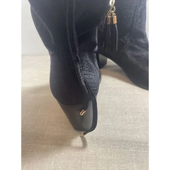 Lindsey Phillips Tara boots‎ 9 1/2 Black Suede Faux Snake Print NEW - Image 5