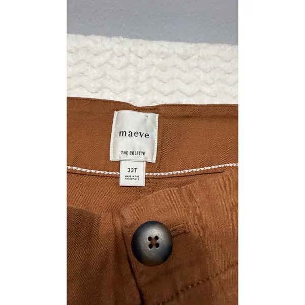 Maeve The Colette Wide Leg Pants Rust Brown High Rise Patch Pocket 33T Tall - Image 6